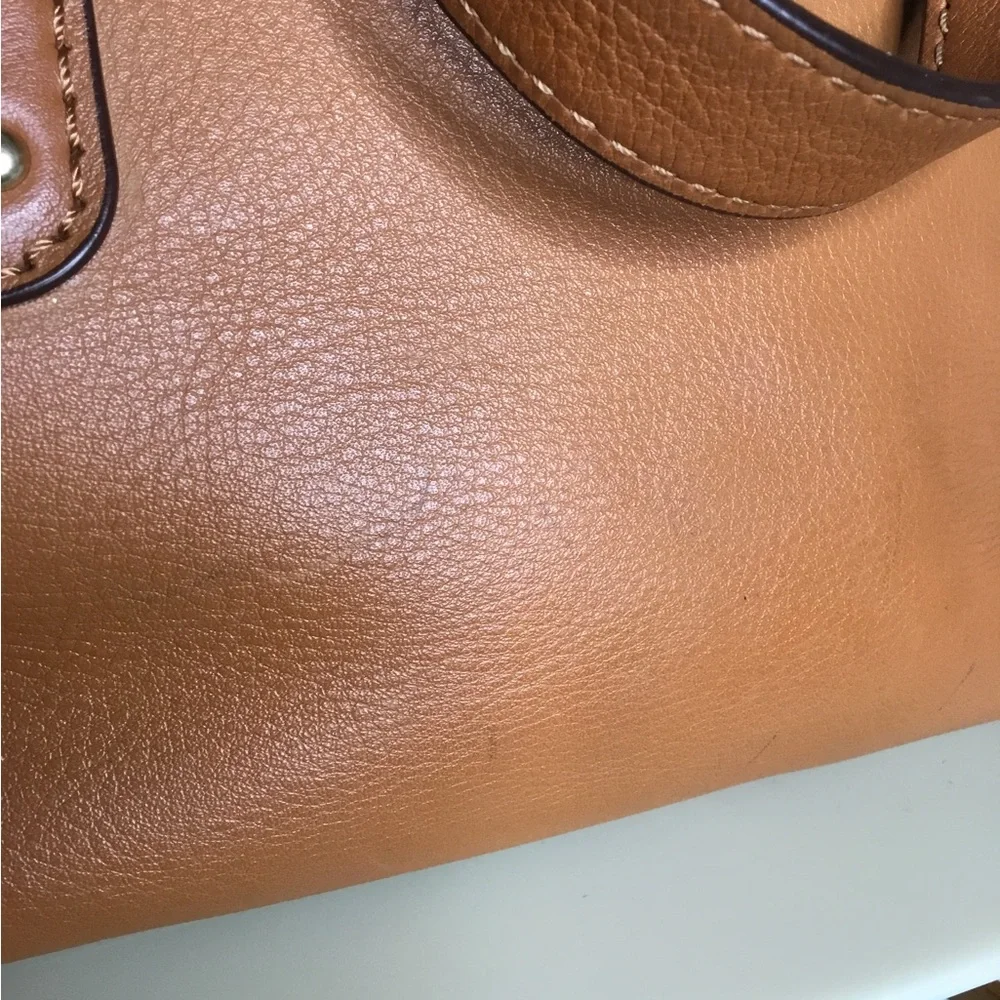 Michael Kors Brown and Gold Leather Satchel with Elegant Design